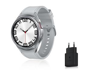 Samsung Galaxy Watch6 Classic Montre Connectée avec Chargeur, Suivi de Santé, Suivi Sportif, Charge rapide, 4G/LTE, 47mm, Argent, Exclusivité Amazon Version FR