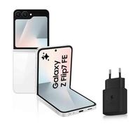 Samsung Galaxy Z Flip7 FE, Smartphone Android 5G avec Galaxy AI, 128 Go, Chargeur Secteur Rapide 25W Inclus, Smartphone déverrouillé, Blanc, Version FR