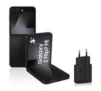 Samsung Galaxy Z Flip7 FE, Smartphone Android 5G avec Galaxy AI, 128 Go, Chargeur Secteur Rapide 25W Inclus, Smartphone déverrouillé, Noir, Version FR