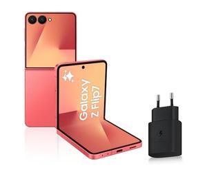 Samsung Galaxy Z Flip7, Smartphone Android 5G avec Galaxy AI, 256 Go, Chargeur Secteur Rapide 25W Inclus, Smartphone déverrouillé, Corail, Version FR