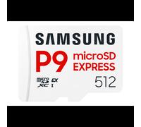 Samsung MicroSDXC P9 Express 512Go UHS-I U1 V30 A1, Lecture 800Mo/s, Résist. Chutes/Température/Rayons X/Aimants, 15x11x1mm, Garantie 3 ans