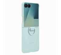 Coque en silicone avec anneau selfie Vert d eau pour Samsung Galaxy Z Flip 7