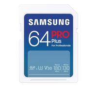 Samsung PRO Plus Carte mémoire SD (MB-SD64S/EU), 64 Go, UHS-I U3, Full HD et 4K UHD, 180 Mo/s en Lecture et 130 Mo/s en écriture