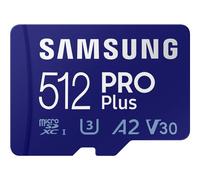 Samsung PRO Plus MB-MD512KB - Carte mémoire flash (adaptateur microSDXC vers SD inclus(e)) - 512 Go - A2 / Video Class V30 / UHS-I U3 / Class10 - microSDXC UHS-I - bleu