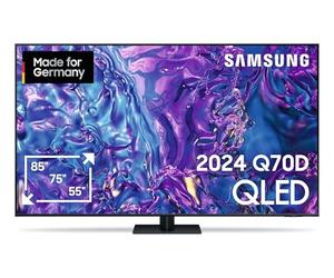 Samsung QLED 4K Q70D Téléviseur 55" Processeur AI Quantum 4K, AI Upscaling, Tizen OS, Motion Xcelerator 120Hz, Smart TV, KI TV, GQ55Q70DATXZG, modèle Allemand