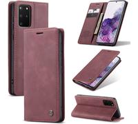 Samsung S20 Plus Case, Samsung S20 Plus Case, Vintage Soft Nubuck Leather Flip Case Cover With Folding Stand, Card Slot, Stand Function And Stand Function - Wine Red