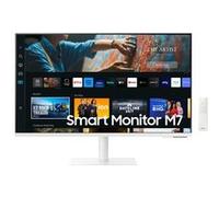 Samsung Smart Monitor Écran PC M7 32", Dalle VA, Résolution 4K UHD,300cd/m²,3000:1, 60 Hz, Smart Hub ,Webcam incluse, Game Bar 2.0, TV Plus, Microsoft 365, Smart Things, Inclinable, HDMI ,USB, Blanc