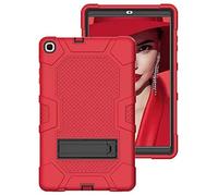 Samsung Tab A7 10.4 T505/T500/T507/T505N 2020 Coque avec Support, Robuste, résistante aux Chocs, Coque Hybride Triple Couche, Softshell, Apple Tablet, étui en Silicone (Rouge + Noir)