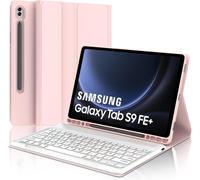 Samsung Tab S9 FE+ 12.4 Inch Keyboard ¿ Keyboard Case Galaxy Tab S9 FE Plus 12.4 Inch 2023, French AZERTY Detachable Magnetic Keyboard for Samsung Tab S9 FE+ 12.4 Inch 2023, Pink