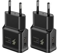 Samsung15w Fast Charger Usb Plug [2-Pack] For Samsung Galaxy S22, S21, S20, S10, S10e, S9, S8, S7, S6, Edge/Plus/Active/A13/A14/A53 5g/Note 5/8/9/10/20 And Other Fast Charging Devices (Black)
