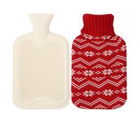 SAMSYOKI Bouillotte eau Chaude Peluche 2L Bouillotte avec Tricot Housse | Sac à Eau Chaude Amovible et Propre Antifuite Bouillotte Caoutchouc avec Couvercle pour Taille Dos Blessures Sportives Rouge