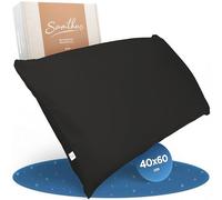 Samthus Taie d'oreiller 40x60 Coton Satin - Oeko-Tex Made In Green - Sommeil célestement doux avec une taie d'oreiller respirante - 1x Housse de coussin - Noir - avec fermeture éclair YKK