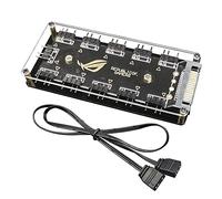 SAMTN 5V 3 pin ARGB RGBW Cable Sync RGB 10 Hub Splitter, pour ASUS Aura, Adaptateur de câble d'extension d'alimentation SATA,Refroidisseur de Ventilateur RGB pour PC
