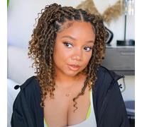 Samtress 10 Inch Goddess Faux Locs Crochet Hair 8 Packs Pre-looped Bohemian Locs Crochet Braids with Curly Ends Ombre Blonde Bohemian Soft River Locs Crochet Braids for Black Women (#T27)