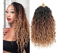 Samtress 10 Inch Goddess Faux Locs Crochet Hair for Black Women 8 Packs Pre-looped Soft River Locs Crochet Braids with Curly Ends Bohemian Hippie Locs Synthetic Braiding Hair Extensions (#1B/30/27)