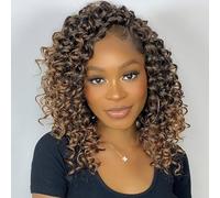 Samtress 10 Inch Gogo Curl Crochet Hair 8 Packs Water Wave Crochet Hair Pre Looped Ombre Honey Blonde Goddess Box Braids Short Curly Ocean Wave Crochet Hair Synthetic Braiding Hair for Women (#T27)