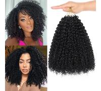 Samtress 10 Inch Pre Looped Micro Curly Twist Crochet Hair Synthetic 8 Packs Black Micro Twist Kinky Curly Crochet Braids Yanky Twist Hair Extensions for Black Women (#1B)