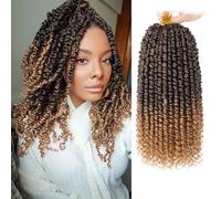 Samtress 12 Inch Passion Twist Crochet Hair 8 Packs Ombre Blonde Pre Twisted Passion Twist Hair Short Bob Bohemian Braids Hair Extensions for Women (#T27)