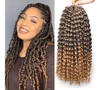 Samtress 12 Inch Passion Twist Hair 7 Packs Ombre Color Bohemian Water Wave Passion Twists Braiding Hair Butterfly Locs, Faux Locs,Spring Twists Crochet Braids Hair Extensions for Women (#T27)