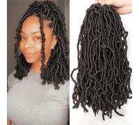 Samtress 12 Inch Pre-looped New Faux Locs Crochet Braids 6 Packs Dark Brown Faux Locs Crochet Hair Soft Locs for Women Goddess Locs Crochet Hair Curly Faux Locs Braiding Hair Extension (#4)