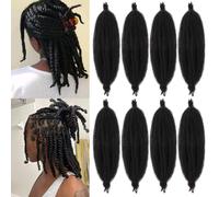 Samtress 12 Inch Springy Afro Twist Hair 8 Packs Black Spring Twist Hair for Distressed Soft Locs Natural Afro Kinky Curly Marley Braiding Hair Pre-Fluffed Popping Spring Twist Extensions (#1B)