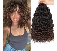 Samtress 14 Inch Gogo Curl Crochet Hair 8 Packs Ocean Wave Crochet Hair Ombre Brown Pre Looped Deep Twist Short Curly Bohemian Crochet Box Braids Synthetic Water Wave Braiding Hair for Women (#T30)