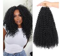 Samtress 14 Inch Pre Looped Micro Curly Twist Crochet Hair 8 Packs Black Mini Passion Twist Micro Twist Kinky Curly Hair Extensions Yanky Twists Crochet Hair Synthetic for Black Women (#1B)