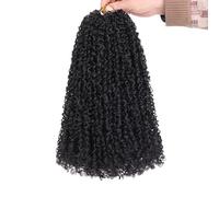 Samtress 14 Inch Pre-looped Yanky Twist Crochet Hair 8 Packs Mini twists Crochet Braids Natural Black Spring Twists Hair Synthetic Passion Twist Crochet Hair with Curly (#1B)