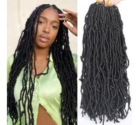 Samtress 18 Inch Faux Locs Crochet Hair Soft Locs 7 Packs Pre-looped New Faux Locs Crochet Braids Natural Black Goddess Locs Crochet Hair Extension Curly Locs Braiding Hair Synthetic for Women (#1B)