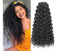 Samtress 18 Inch GoGo Curl Crochet hair 8 Packs Water Wave Crochet Hair Natural Black Bohemian Crochet Braids Synthetic Deep Wave Braiding Hair Extensions for Women (#1B)