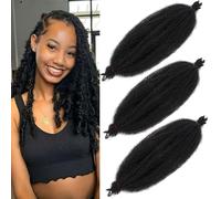 Samtress 18 Inch Springy Afro Twist Hair 3 Packs Black Springy Afro Twist Hair Kinky Marley Braiding Hair for Pre-fluffed Natural Spring Twist Hair Wrapping Hair for Soft Locs Hair Synthetic (#1B)