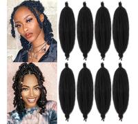 Samtress 18 Inch Springy Afro Twist Hair 8 Packs Pre-fluffed Natural Spring Twist Hair Wrapping Hair for Soft Locs Natural Black Afro Kinky Curly Marley Braiding Hair Extensions for Black Women (#1B)