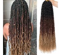 Samtress 22 Inch Passion Twist Crochet Hair 8 Packs 3 Tone Pre Twisted Passion Twist Hair for Women Water Wave Crochet Braids Pre Looped Curly Bohemian Synthetic Braiding Hair Extensions (#1B/30/27)