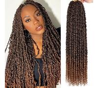 Samtress 22 Inch Pre-twisted passion twist hair for Women 8 Packs Ombre Brown Bomb Pre Twisted Water Wave Crochet Twist Pre Looped Curly Bohemian Synthetic Braiding Hair Extensions (#T30)