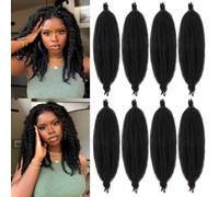 Samtress 22 Inch Springy Afro Twist for Braiding Hair 8 Packs Natural Black Pre-Fluffed Popping Spring Twist Crochet Hair for Distressed Locs Natural Afro Kinky Curly Marley Hair Extensions (#1B)