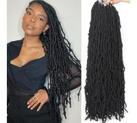 Samtress 24 Inch New Faux Locs Crochet Hair 7 Packs Natural Black Goddess Soft Locs Crochet Hair Long Messy Faux Locs Crochet Braids Hair Extension Pre Looped Soft Locs Crocher Hair for Women (#1B)