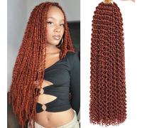 Samtress 24 Inch Passion Twist Hair 7 Packs Copper Red Water Wave Passion Twist Crochet Braids Hot Water Setting Braiding Hair Long Pre looped Bohemian Curly Hair for Butterfly Locs Crochet Hair(#350)