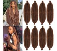 Samtress 24 Inch Springy Afro Kinky for Braiding Hair 8 Packs Pre-Separated Spring Twist Crochet Braids Hair for Soft Locs Crochet Hair Brown Natural Afro Kinky Curly Marley Braiding Hair (#30)