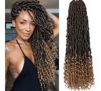 Samtress 24 pouces nouveaux Faux Locs cheveux Crochet avec extrémités bou s 7 packs Déesse Locs cheveux Crochet pour femmes Ombre Blonde Synthétique Wavy Soft Locs tresses extensions de cheveux