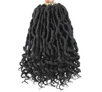 Samtress 25,4 cm Extensions de cheveux au crochet avec extrémités bouclées - Locs de déesse pré-bouclées naturelles noires - 7 packs - Locs nues ondulées naturelles de déesse - Extensions de cheveux
