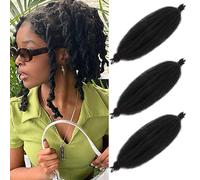 Samtress 3 Packs Springy Afro Kinky Hair Extensions 12 Inch Short Natural Black Pre Fluffed Popping Spring Twist for Soft Locs Crochet Hair Marley Twist Braiding Hair Synthetic (#1B)