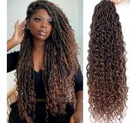 Samtress 30 Inch Goddess Faux Locs Crochet Hair 8 Packs Faux Locs Crochet Braids with Curly Ends Pre Looped Bohemian Hippie Soft River Locs Crochet Hair Extensions for Women (#T30)