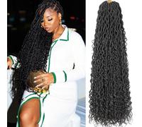 Samtress 30 Inch New Goddess Locs Crochet Hair 8 Packs Blacks Faux Locs Crochet Hair with Curly Ends Soft River Locs Crochet Braids Pre Looped Bohemian Hippie Locs Hair Extensions for Women (#1B)
