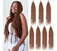 Samtress 30 Inch Ocean Wave Twist Crochet Hair 7 Packs Deep Wave Curly Braiding Hair Synthetic Brown Curly Wave Crochet Hair Extensions for Women (#30)