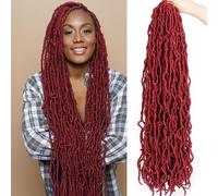 Samtress 30 Inch Pre-looped New Faux Locs Crochet Braids 7 Packs Long Goddess Locs Crochet Hair Burgundy Faux Locs Crochet Hair Soft Locs Braiding Hair Extension for Women (#BUG)