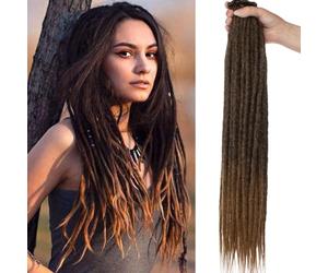 Samtress 40 strands Synthetic Dreadlocks Extensions Thin 0.6cm Soft Reggae Hair Hip-Hop Style Dreads Dreadlock Extensions 18 Inch Hippie Dreads Handmade Corchet Hair Synthetic Ombre Blonde (#T27)