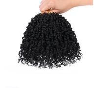 Samtress 6 Inch Pre-looped Yanky Twist Crochet Hair 8 Packs Natural Black Spring Twists Hair Passion Twist Crochet Hair Extensions Senegalese Twist Crochet Hair Synthetic for Woemn (#1B)