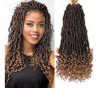 Samtress 7 Packs Faux Locs Crochet Hair 14 pouces Pre-looped Coiffure Tressée Déesse Nu Locs Extensions de Coiffure Tressées Synthétiques Ombre Blonde Soft Locs Crochet Hair avec Extrémités Bou s
