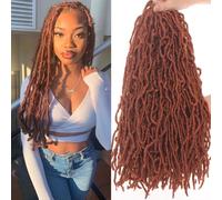 Samtress 7 Packs Goddess Locs Crocher Braids 18 Inch Faux Locs Crochet Hair Soft Locs Copper Red Pre Looped New Faux Locs Crocher Braids Synthetic Soft Curly Locs Braiding Hair for Women (#350)