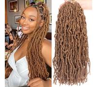Samtress 7 Packs Goddess Locs Crochet Hair Extension 18 Inch Pre-looped New Faux Locs Crochet Braids Ombre Blonde Soft Locs Curly Faux Locs Braiding Hair Synthetic for Women (#27)